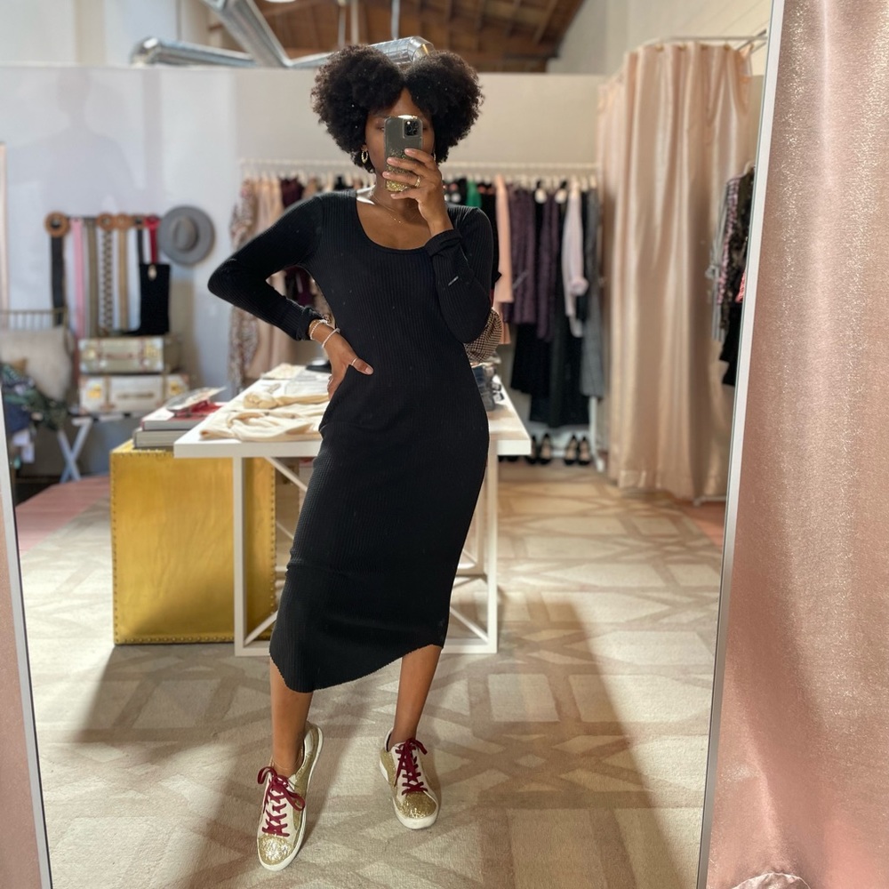 Z Supply Zoey Waffle Midi Dress- Black